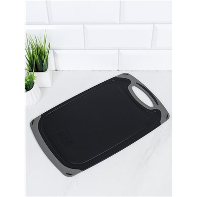 Доска разделочная 32x20х0.5 см пластик,силикон / DS35 /уп 50/ черная