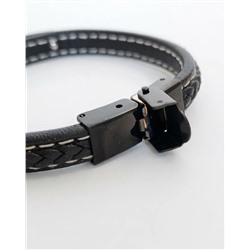 Браслет из стали на кожаном ремешке