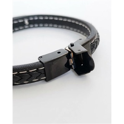 Браслет из стали на кожаном ремешке