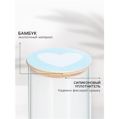 Крышка бамбуковая «Любовь», 8.5 см, силиконовая прокладка