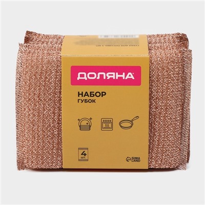 Набор губок скраберов с металлической нитью Доляна, 5 шт., 12.5×8.5×1.5 см
