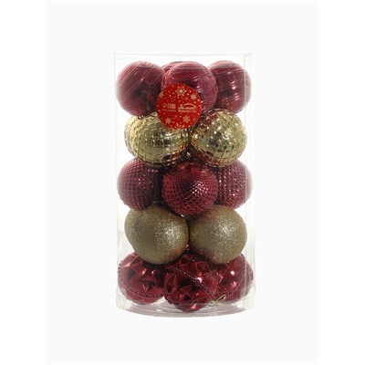 Ёлочные игрушки «Танго», шары новогодние, набор 20 шт., d=6 см, бордовый/золотистый