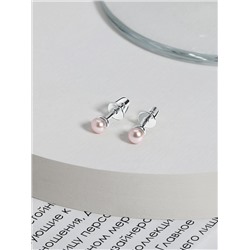 Серьги-пусеты из серебра с культивированным жемчугом цвета лаванда родированные 925 пробы 04-702-0027-06