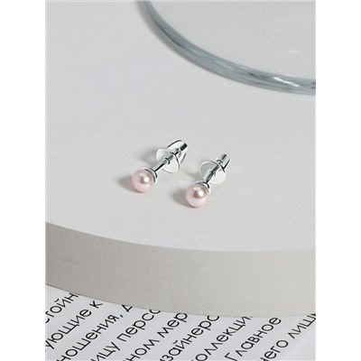 Серьги-пусеты из серебра с культивированным жемчугом цвета лаванда родированные 925 пробы 04-702-0027-06