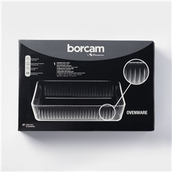 Форма для запекания Paşabahçe Borcam, 3 л, 30.6×20.9 см, прямоугольная, жаропрочное стекло, прозрачная