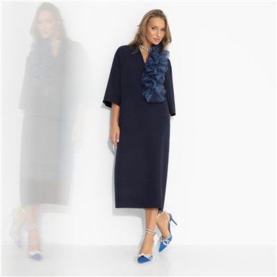 Платье со съемным декором, Сияние глянца (синее)