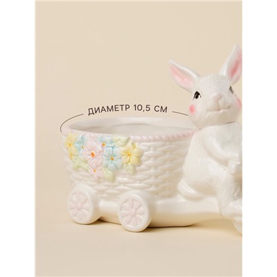 Конфетница керамическая SL Home «Лесные кролики», 21,5×10,5×15,5 см, цвет белый