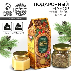 Подарочный набор новогодний «Крепкого здоровья»: чай и крем-мед 120 г