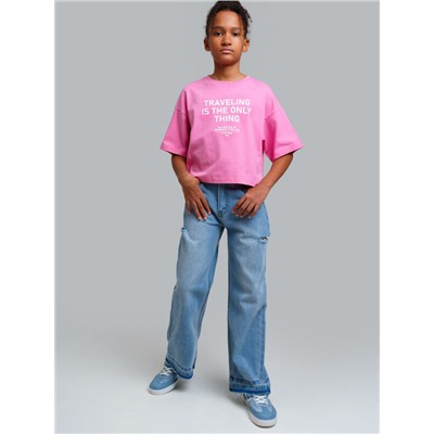 Брюки текстильные джинсовые для девочек