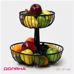 Фруктовница Доляна «Эстетика», 33×33×30.5 см, чёрная