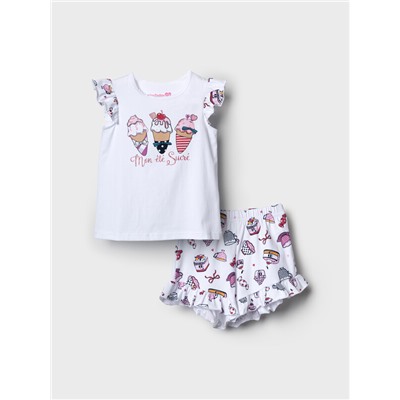 Комплект трикотажный для девочек: джемпер (футболка), шорты