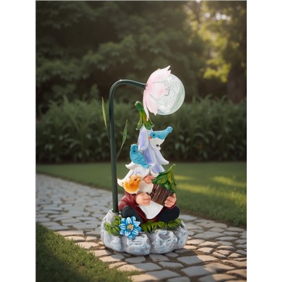 Садовая фигура из полистоуна «Гном лесничий», 25×14×12 см, с подсветкой