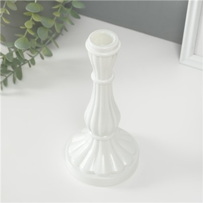 Стеклянный подсвечник на 1 свечу «Анита», белый, d=2 см, 10×10×21.5 см