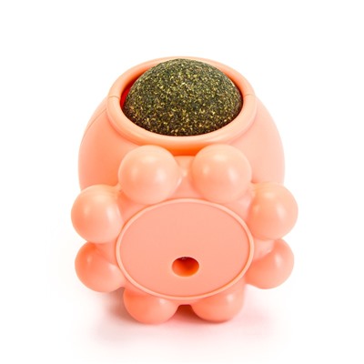 Игрушка с кошачьей мятой для кошек «Осьминог», 5×4 см, на основании, пластик, розовая