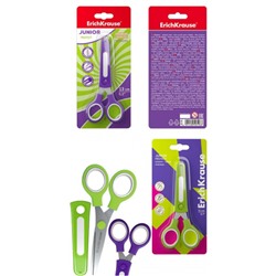 Ножницы детские 130 мм "Юниор" с пластиковым чехлом и именным стикером, в блистере 58196 ErichKrause