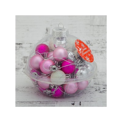 Ёлочные игрушки «Малышки в шарике», шары новогодние, d=2.5 см, набор 40 шт., белый/розовый