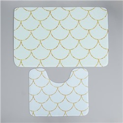 Набор ковриков для ванной и туалета Доляна «Чешуя», 2 шт.: 50×80 см, 40×50 см