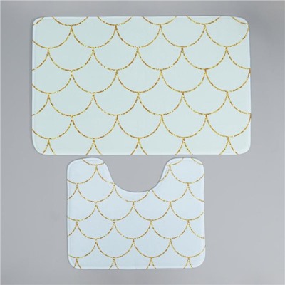 Набор ковриков для ванной и туалета Доляна «Чешуя», 2 шт.: 50×80 см, 40×50 см