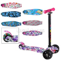 Самокат U037254Y 3-х кол., цвет микс, светящиеся колёса, PU, ABEC 7, в коробке сколы.царапины
