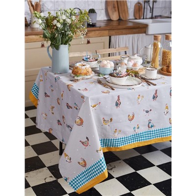 Скатерть пасхальная, Этель Chicken Ranch 220×147 см, 100% хлопок, репс 210 г/м²