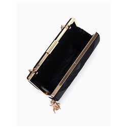 Сумка-клатч женская вечерняя на фермуаре, жёсткий корпус, с золотистой кисточкой, чёрная