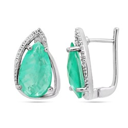 Серьги из серебра турмалин лазурный выращ., Руслана