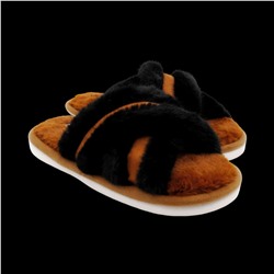 Тапочки меховые 10331 черно коричневые