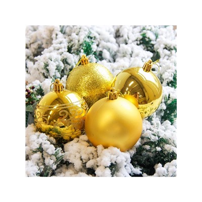 Ёлочные игрушки «Узор ассорти», шары новогодние, d=8 см, набор 6 шт., золотистый