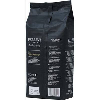 Pellini. Gran Aroma n°3 (зерновой) 1 кг. мягкая упаковка