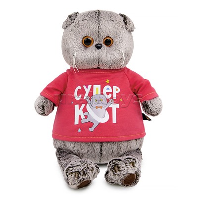 Кот Басик в лонгсливе с принтом "Супер кот"