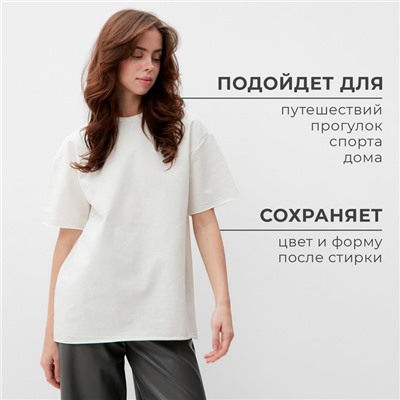 Футболка женская MINAKU OVERSIZE FIT, цвет экрю, размер 42