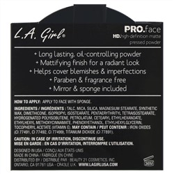 L.A. Girl, Компактная матирующая пудра для лица Pro Face HD, оттенок «Бежевый», 7 г