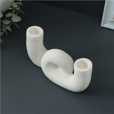 Подсвечник на 2 свечи TAKE IT EASY «Узел», белый, 17×3.5×8.5 см