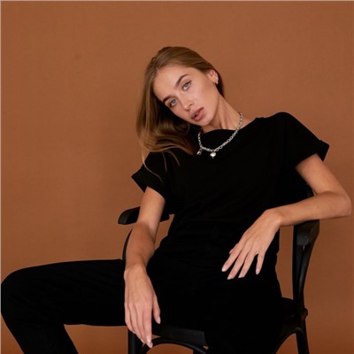 Футболка женская MIST basic, размер 40-42, чёрная
