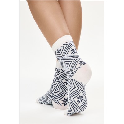 Набор женских носков 2 пары с узором, цвет красный / синий