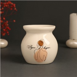 Аромалампа для эфирных масел «Вдох... выдох...», керамика, белая, 7.2×7.2×7.8 см