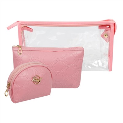 Kristaller Набор косметичек Embossing circle 3 in 1, розовый 25087