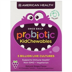 American Health, Probiotic KidChewables, Natural Grape Flavor, 5 Billion Live Culture, 30 Chewable Tablets