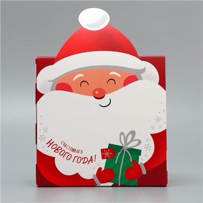 Подарочная коробка новогодняя складная «Счастливого Нового года», 15×15×8 см
