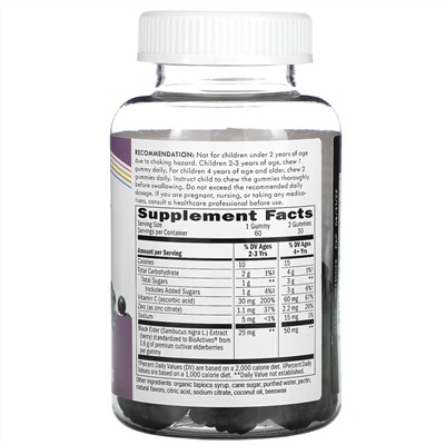 Nature's Way, Sambucus, стандартизированный экстракт бузины для детей, 60 жевательных таблеток