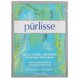 Purlisse, Blue Lotus + Seaweed, Treatment Sheet Mask, 6 Masks, 0.74 oz (21 g) Each