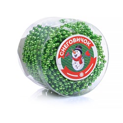 Новогоднее украшение "Бусы" зеленые, 10м, в банке
