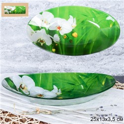 Блюдо овальное глубокое 25 см / S441210S CC082 GREY Орхидея /уп 6/36/ цветная коробка