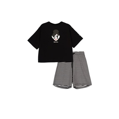 Комплект трикотажный для девочек: фуфайка (футболка), шорты