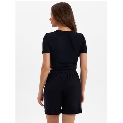 Пижама женская (футболка, шорты) MINAKU: Home collection, размер 48, чёрная