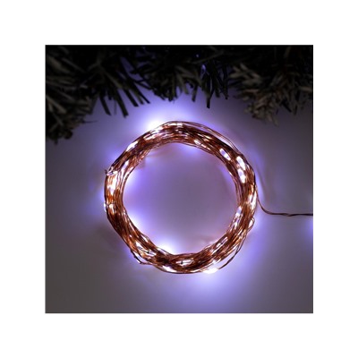 Гирлянда «Нить» 10 м роса, IP20, медная нить, 100 LED, свечение белое, 12 В