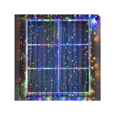 Гирлянда «Занавес» 2×3 м, IP65, УМС, тёмная нить каучук, 600 LED, свечение мульти, 220 В