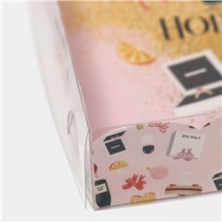 Коробка для кондитерских изделий новогодняя с пластиковой крышкой «Подарки», 15×15×3 см