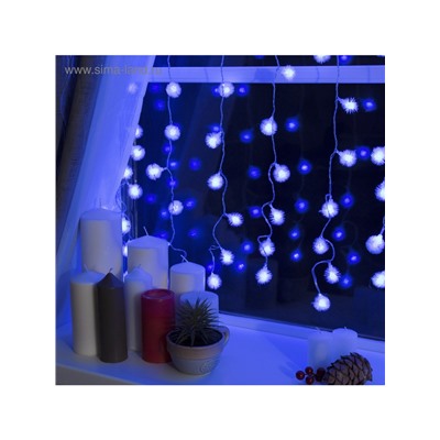 УЦЕНКА ЗАНАВЕС DECOR. "Ежики" IP20, УМС вилка, Ш:2 м, В:1.5 м, Н.С. LED-360-220V, 8 режимов, СИНИЙ 2