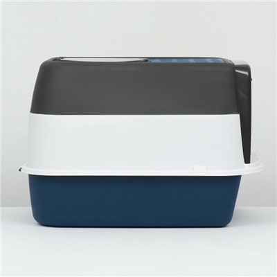 Туалет закрытый, 51×34×37 с, с совком, прозрачный, пластик, синий